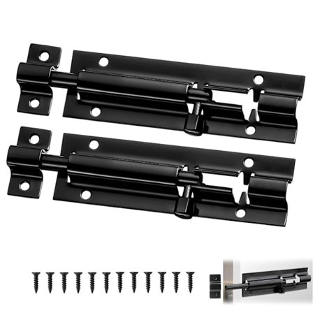 XJ-Spærre, 2 stk. skydelåse, 3 tommer dørskydelås til badeværelse, toilet, skur, brusebad, soveværelse (sort)