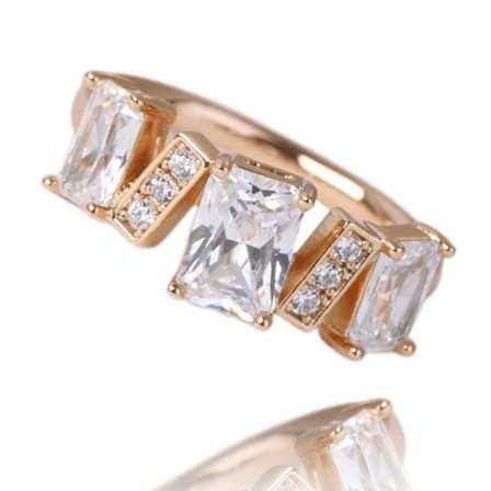 Rosé Guld Ring - Guldpläterad i Stål & Vita Kristaller -Stl 16,5