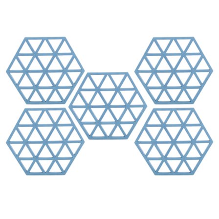 1-pack silikon hexagonunderlägg värmeisolerande tallriksunderlägg för matbord blå