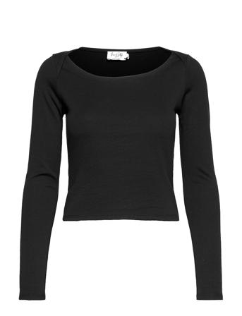 Ribbed Shoulder Detail Top Black NA-KD
