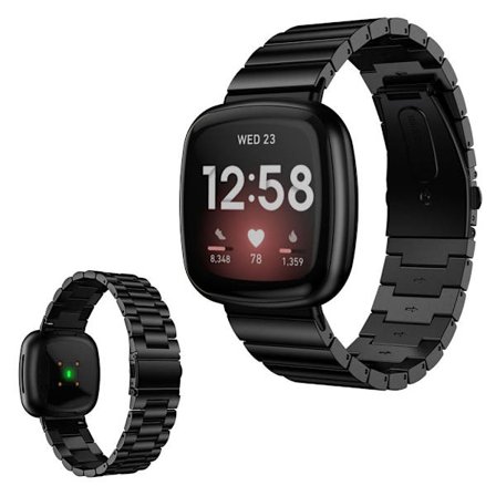 rostfritt stål hållbar klockarmband för Fitbit Versa 3 - svart