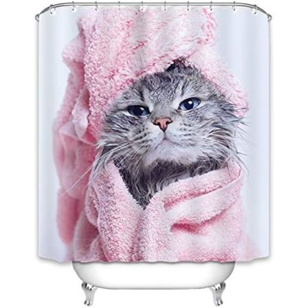 Duschdraperi med djurmotiv, vattentät, mögelbeständig, tvättbar