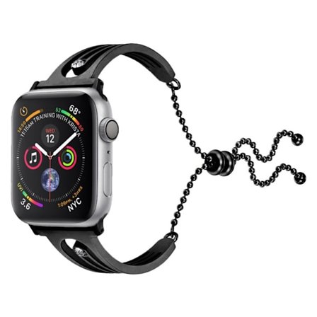 Apple Watch Series 5 44 mm klockarmband med strassdekor - Svart