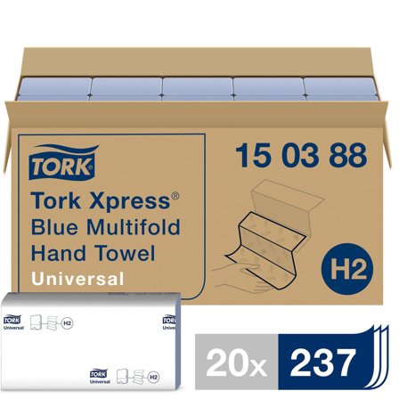 TORK Pappershandduk Advanced Xpress Universal H2 blå 4740/fp - Lyreco - Städ och hygien - Toalettpapper och torkpapper - Pappershanddukar