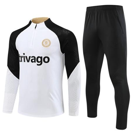 23-24 Uusi Chelsean pitkähihainen puolivetoharjoituspuku pitkähihainen jerseypuku joululahja white L