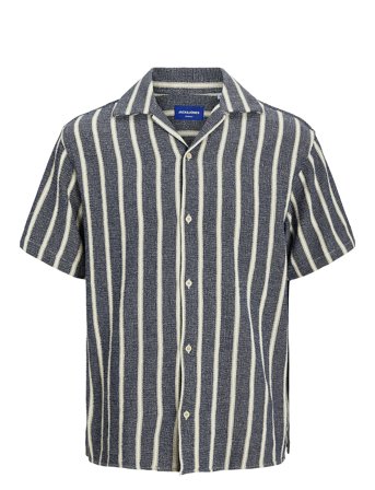 Jjecoba Stripe Resort Shirt Ss Sn Grey Jack & J S