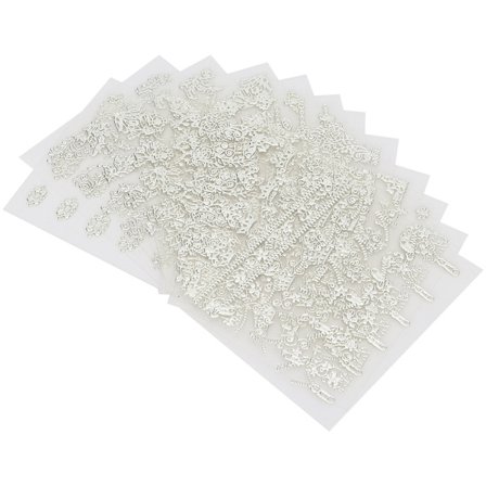 12 stk Utsøkte Mønster 3D Neglekunst Dekaler DIY Neglesticker Manikyr Dekorasjonsverktøy Sølvserie