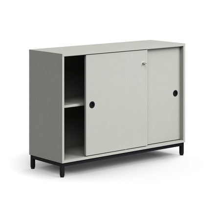 Schiebetürenschrank QBUS, abschließbar, 868x1200x400 mm, schwarz, hellgrau