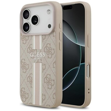 Guess Mobilskal till iPhone 17 Pro MagSafe 4G Printed Stripes - Rosa