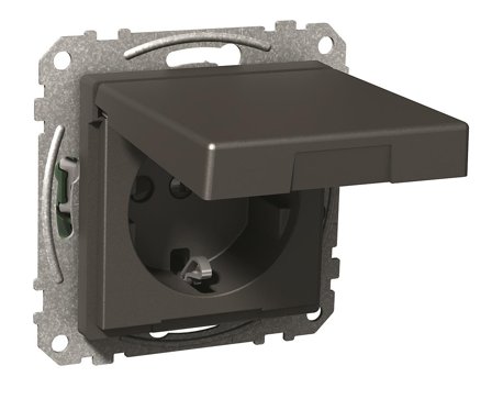 Schneider Electric WDE003177 Vägguttag 1-vägs, jordat, lock Antracit, Strömbrytare & vägguttag