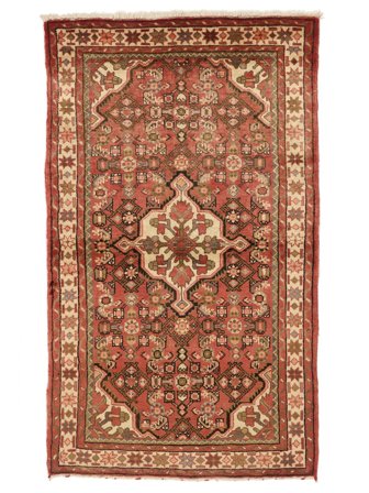 Tapis Hosseinabad 100X168 Marron/Rouge Foncé (Laine, Perse/Iran)
