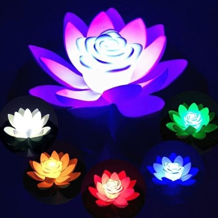 Konstgjord Flytande Lotus Pool Light LED Flytande Lotus Vattenlilja för T