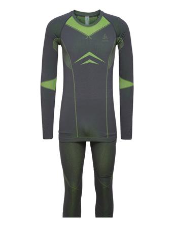 Odlo M Set Fundamental Performance Warm Base Layer Sets Grön Odlo