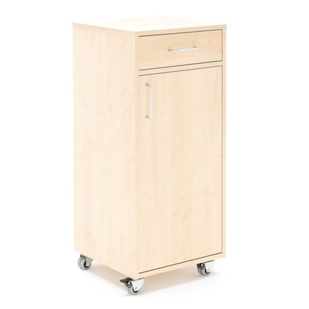 Mobiles Rednerpult mit Schublade und großem Schrank, 460x450x10450 mm, Birke