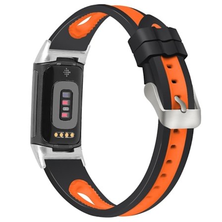 Fitbit Charge 5 klockarmband i silikon i två färger - Svart / Orange
