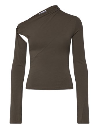 Weekday Asymmetric Draped Long-Sleeved Top - Black - S
