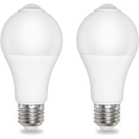 Skumringssensorpære E27 12W Kald Hvit 6500K 1000lm, AC 220V, 120 grader, Automatisk på/av, E27 Lyssensorpære for Inngang Hage Utendørs, sett med 2