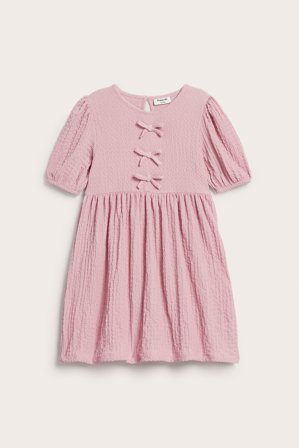 Kappahl | Rypytetty mekko ruseteilla Vaaleanpunainen 134/140 | Vaaleanpunainen