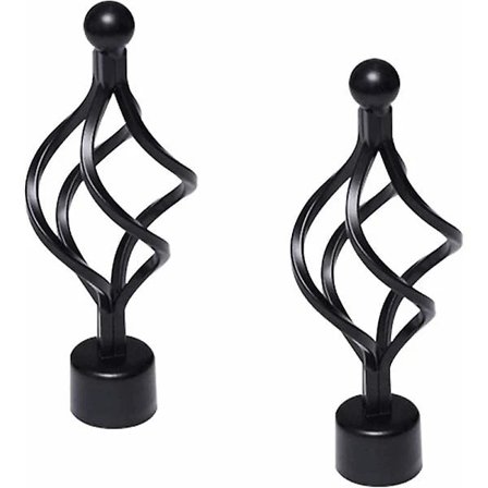 2 st metall gardinstångsknoppar svarta vintage dekorativa ändstycken för 28 mm diameter gardinstång hemfönsterdekoration (vriden bur)