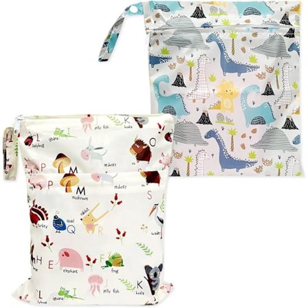 2 kpl Vauvan Vedenkestävä Vaippajärjestäjä (Dinosaurukset, Kirjaimet), Pesu