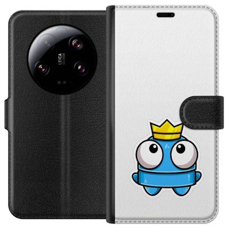 Yhteensopiva Lompakkokotelo Xiaomi Xiaomi 13 Ultra Sininen piirros hahmo kruunulla ja suurilla silmillä leikkisässä kuninkaallisessa tyylissä