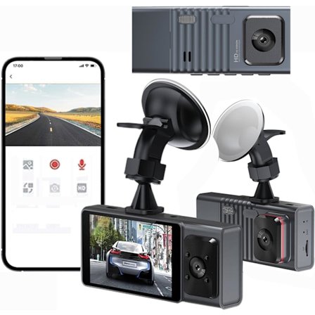 Dashcam Fram & Inne, WiFi FHD 1080P HD Dashkamera för Bilar, Bilkamera med App, WiFi Dashcam med WDR Nattseende, 24 Timmars Parkeringsspårning