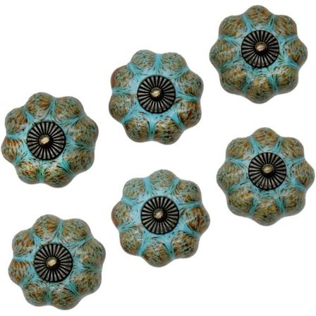 Sæt med 6 dørhåndtag, skuffetrækknapper, skabstrækknapper, keramiske knapper