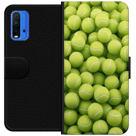 Kompatibel Tegnebogsetui til Xiaomi Xiaomi Redmi Note 9 4G Mønster af grønne tennisbolde i høj detalje, sporty motiv med gentagende tekstur og stæ