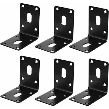 stk. vinkelbeslag i rustfrit stål, retvinklede beslag, L-formede beslag, hjørnesamlinger i rustfrit stål, til hylde, skab, stol, bord (sort)