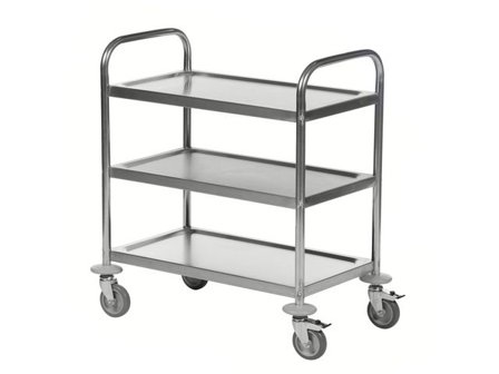 Roullbord 3 hyllplan Rostfri - Lyreco - Emballage och lagerutrustning - Lagerutrustning - Vagnar