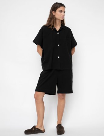 STUDIO FEDER Norah Shorts - Seersucker - Black - XS