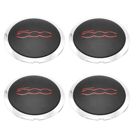 4 st 133 mm navkapsel för Fiat 500 hjul centrum navkapslar set 68078419ac 68078421ac dammskydd 51884863, svartröd