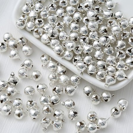 100 Stykker Bjelleklang, Festdekorasjoner, Kjæledyrbjelle, Smykkefremstilling, 12mm (Sølv)