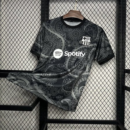 2024-2025 Barcelona Sort Træningsfodbold T-shirt Hurtigtørrende Kortærmet