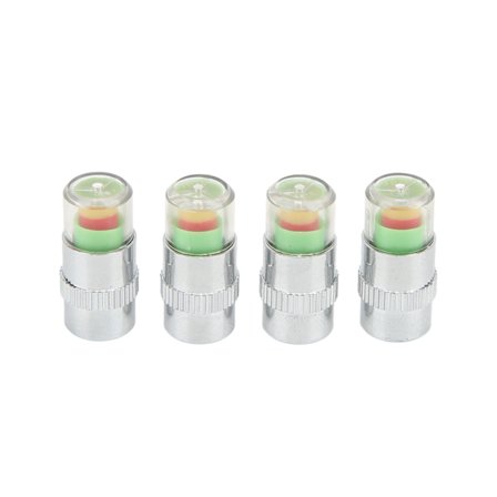 4 stk Dekktrykksmåler Ventillokk 2,4 Bar Metall Universal Sensor Indikator for biler Motorsykler Sykler