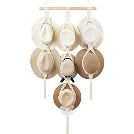 Makrame Hatteophæng Hatteholder til Væg Cowboyhat Holder Display Organizer til Skab Håndvævet Bobo Hængende Hatte Organizer Opbevaring til 