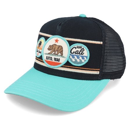 American Needle - Svart trucker Keps - California Domino Black/Seafom Trucker @ Hatstore