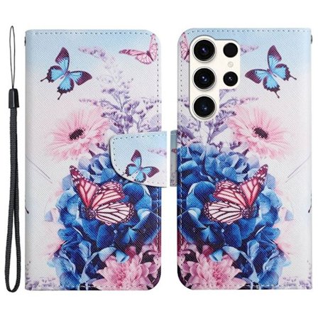Wonderland Samsung Galaxy S24 Ultra flip-etui - Lilla Sommerfugler