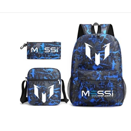 Fotboll Messi Unisex Skolväska Student Ryggsäck