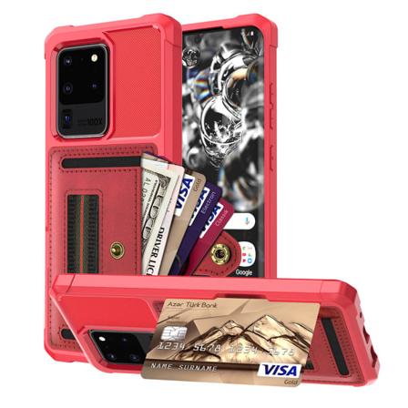 Samsung Galaxy S20 Ultra - Praktisk cover med kortrum Röd Röd