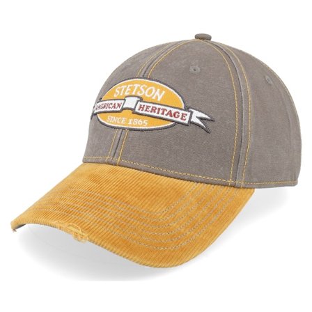 Stetson - Braun adjustable Cap - Baseball Cap Vintage Distressed Olive/Yellow Adjustable @ Hatstore