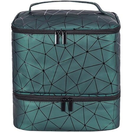 Neglelakk Organizer, Dobbelt Lag Neglelakkboks, Neglelakk Organizer Koffert, Bærbar Grønn