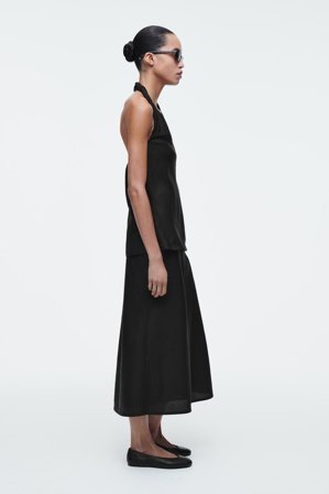 COS Linen-Blend Midi Column Skirt in Black - Women