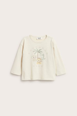 Kappahl | Langermet T-skjorte med dyremotiv Lys beige 80 | Lys beige