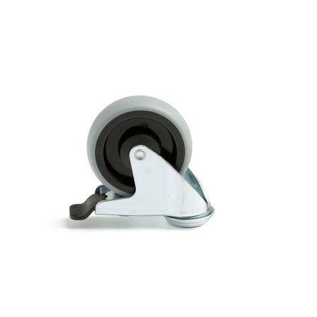 Svingbare hjul med brems, 100x32 mm, 90 kg, massivgummi, senterhull 10,5 mm