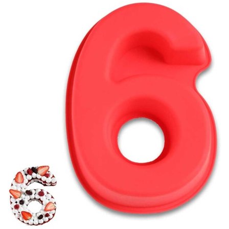 Stor bageform silikone kage form ciffer nummer 6