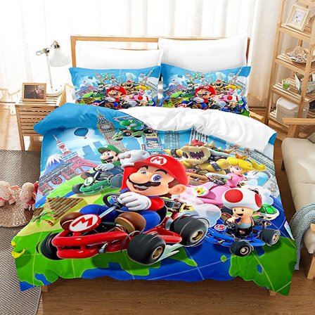 M23 Mario 3D-tryckt sängklädesset påslakan örngott present till barn