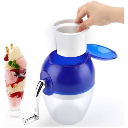 Manuel knust is og sne cone maskine, bærbar hånddrevet isknuser til hjemmet, lille isknuser