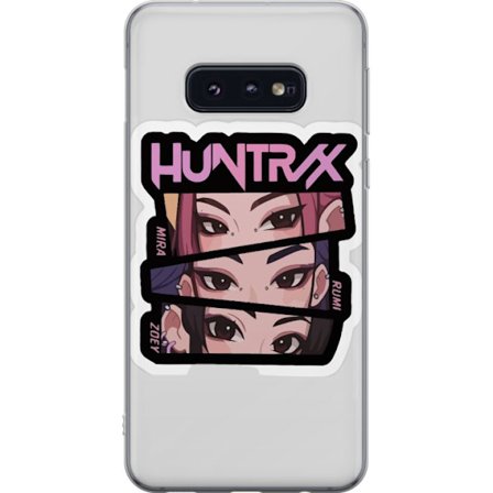 Yhteensopiva Puhelinkuori Samsung Galaxy S10e K-pop-inspiroitunut futuristinen tyttöryhmä neonvaloissa ja kosminen sci-fi-kohtaus