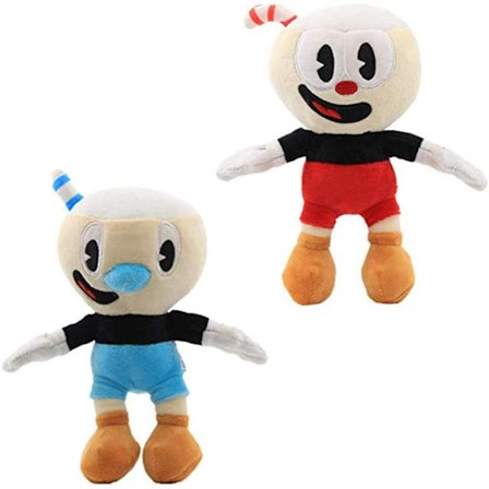 2 kpl/setti Cuphead & Mugman -pehmolelut 9,8'' (25cm)